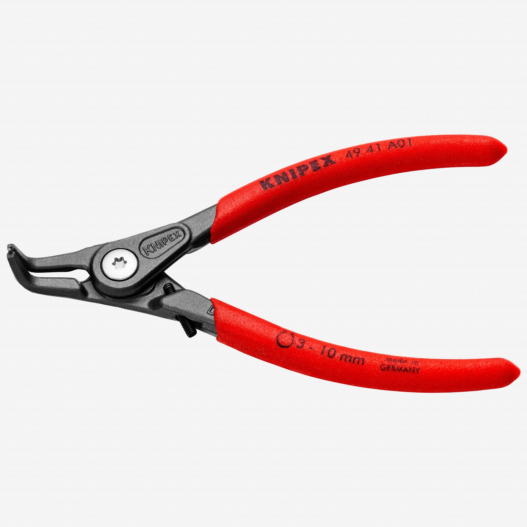 Knipex Precision 90 Degree Angled Tip External Circlip Pliers for 3-10 mm shafts w/ opening limiter - 4941A01 - KC Tool