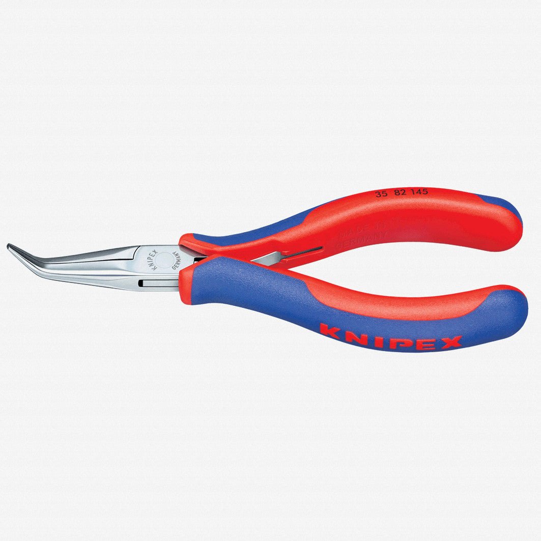 Knipex Precision Electronics 45 Degree Bent Pliers (long, half - round jaws) - MultiGrip - 3582145 - KC Tool
