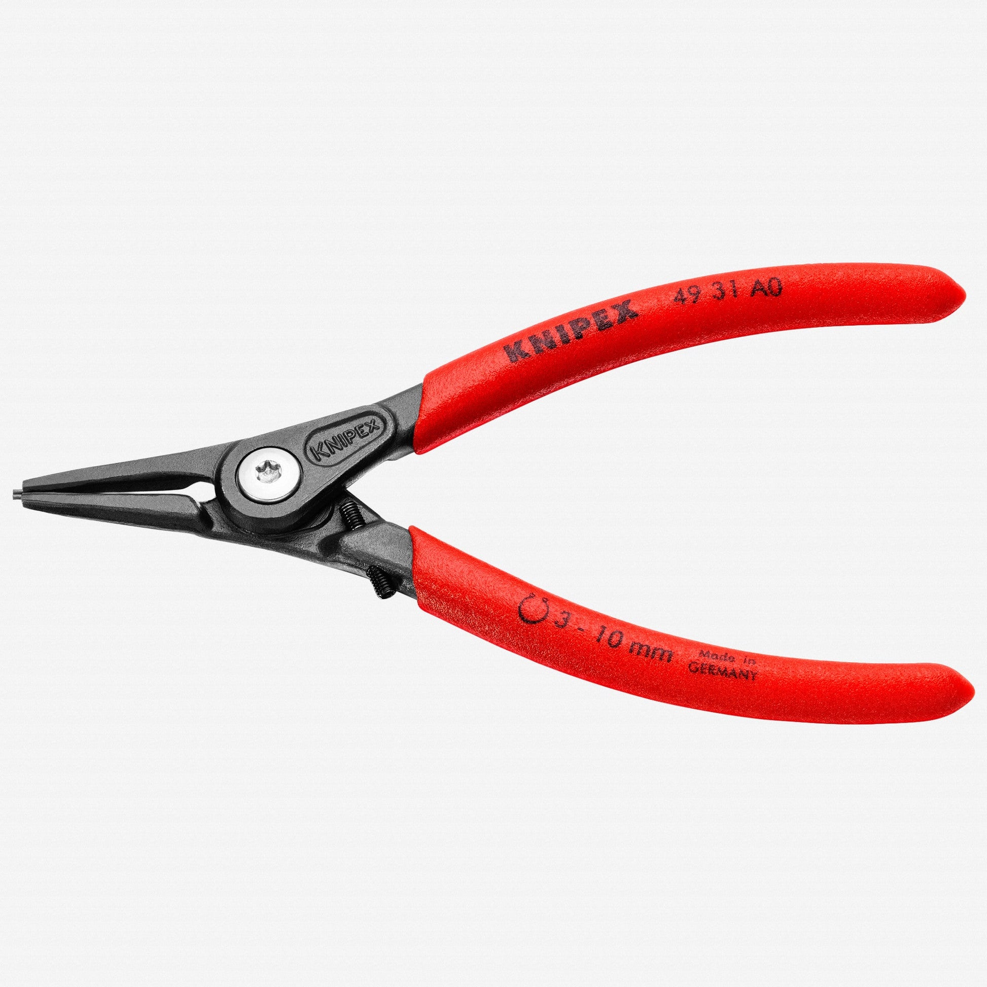 Knipex Precision Straight Tip External Circlip Pliers for 3-10 mm shafts w/ opening limiter - 4931A0 - KC Tool