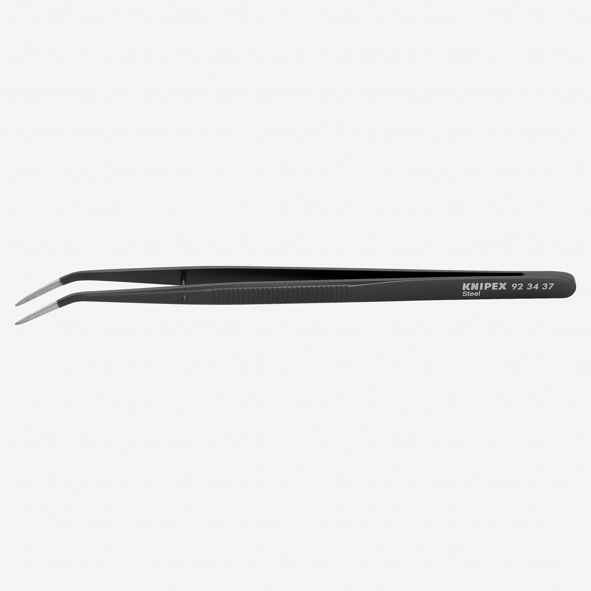 Knipex Precision Tweezers w/ Centering Pin angled tips black lacquered - 923437 - KC Tool