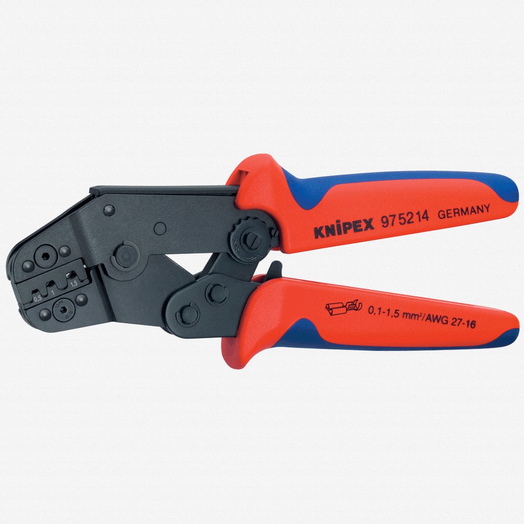 Knipex Short Crimping Pliers w/ Lever Transmission - non-insulated open plug - 975214 - KC Tool