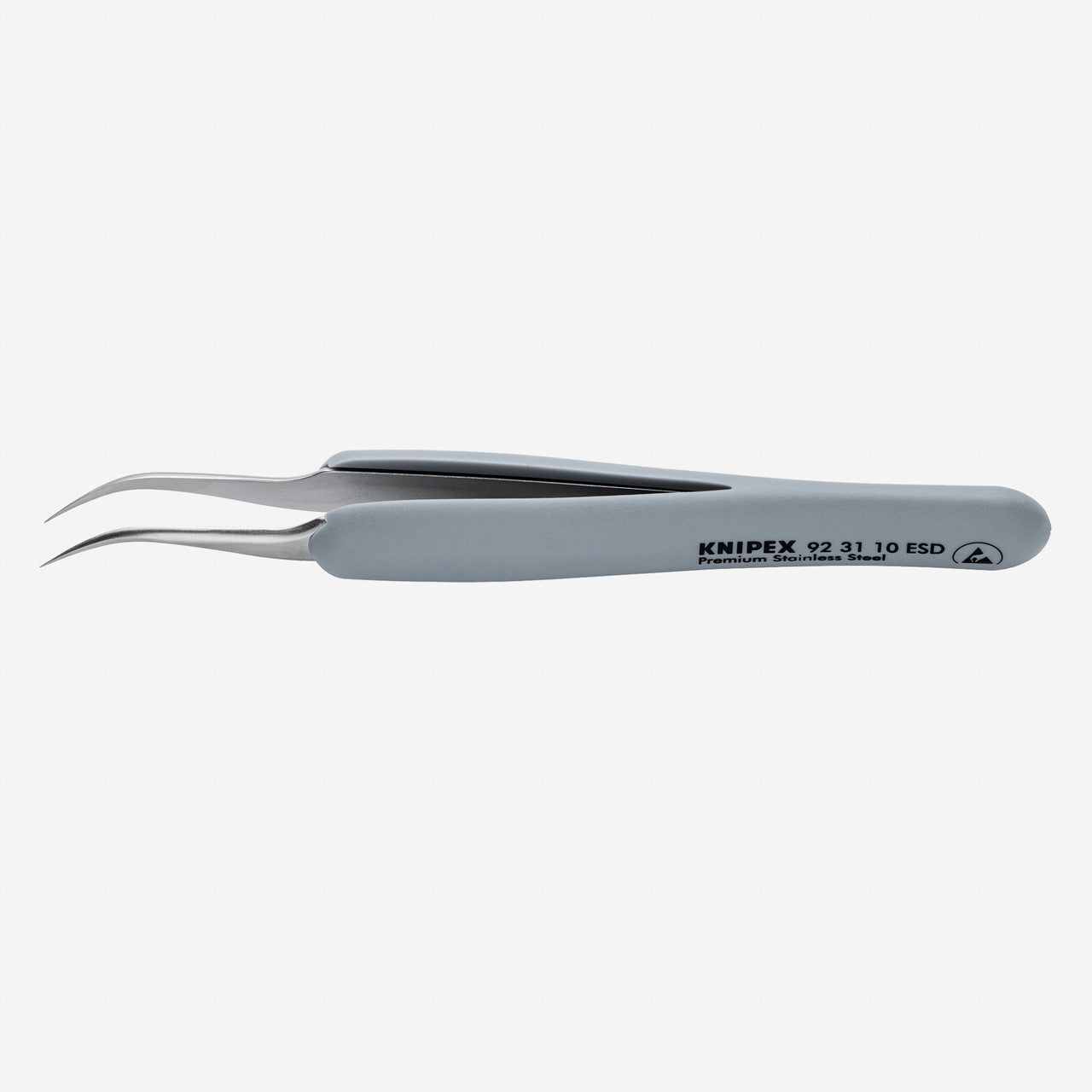 Knipex Stainless Steel ESD Gripping Tweezers, 45 Degree Angled, Needle - Point Tips 4.75" - 923110ESD - KC Tool