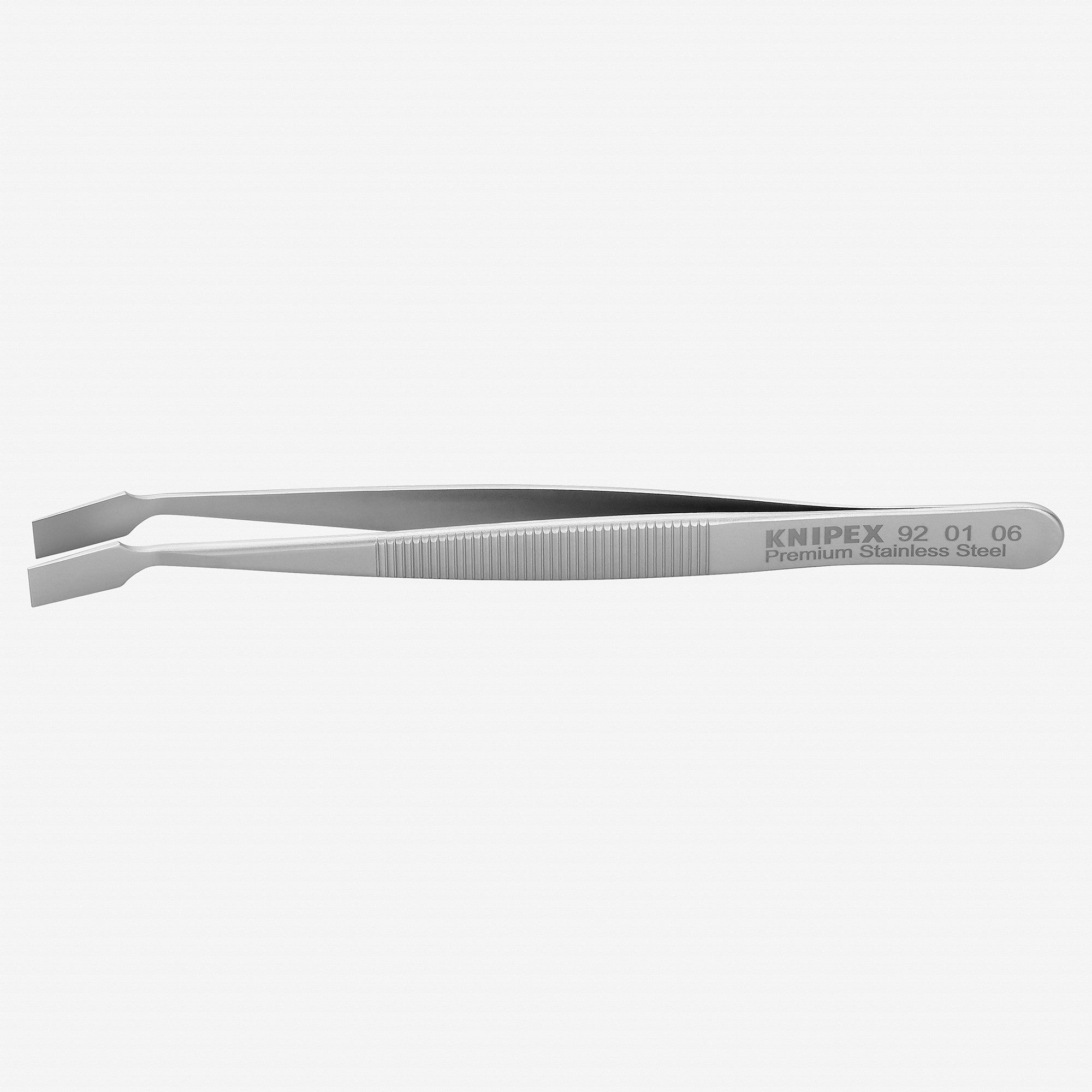 Knipex Stainless Steel Gripping Tweezers, Angled-Blunt Tips, 4" - 920106 - KC Tool