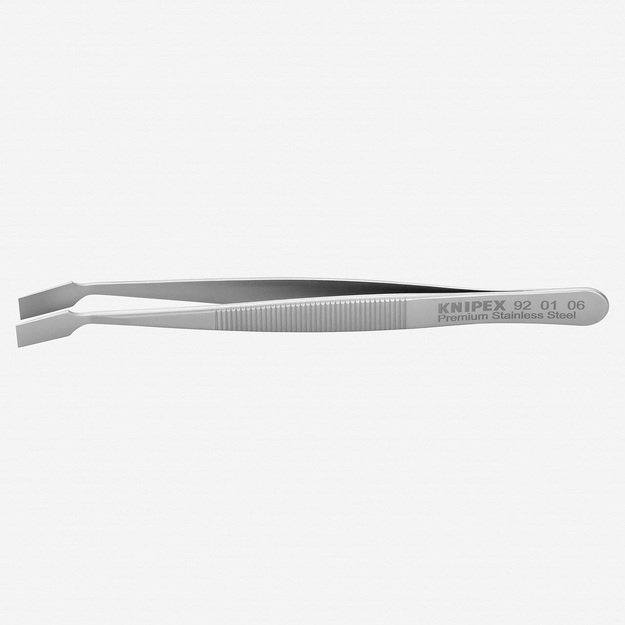 Knipex Stainless Steel Gripping Tweezers, Angled - Blunt Tips, 4" - 920106 - KC Tool