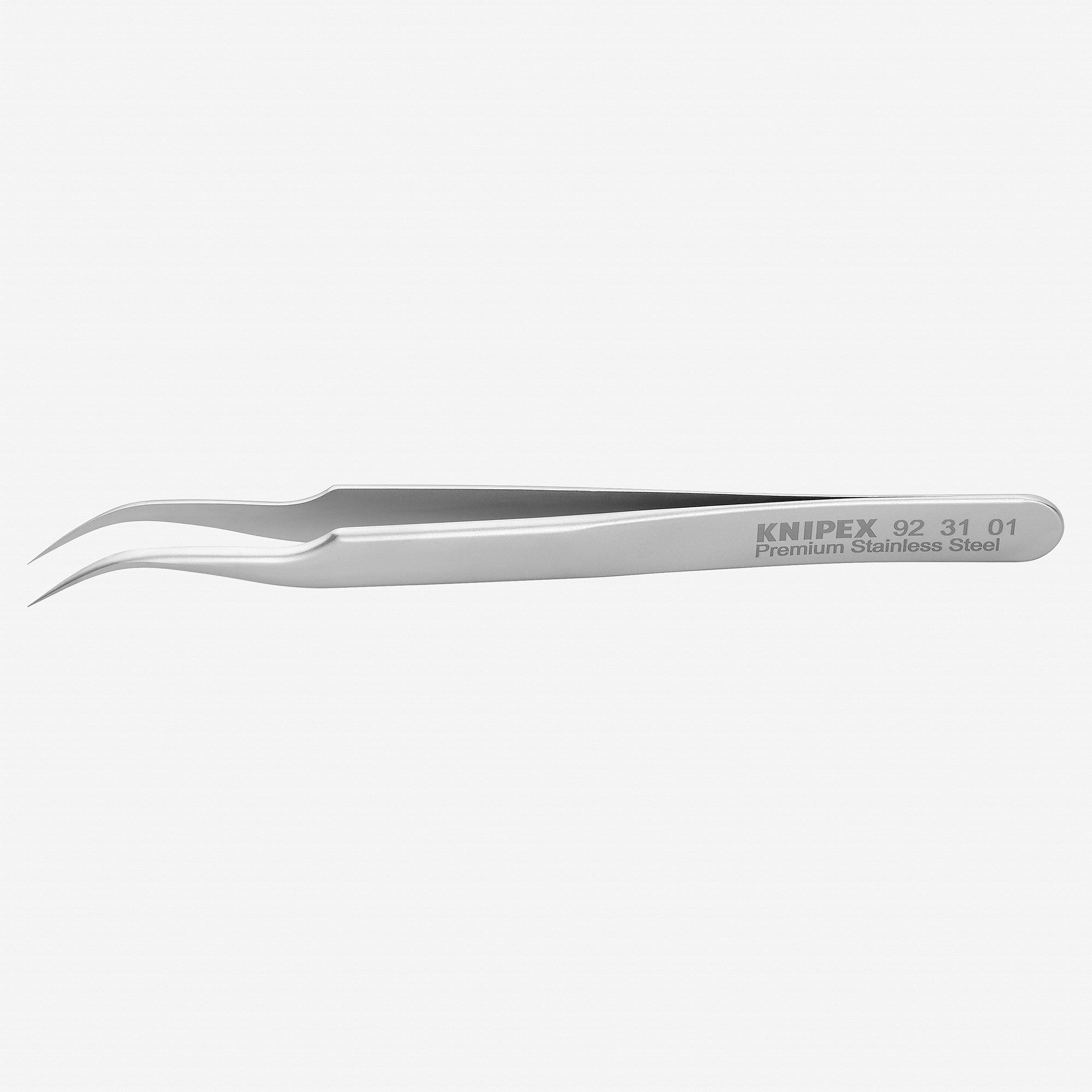 Knipex Stainless Steel Gripping Tweezers, Angled, Needle-Point Tips, 4.75" - 923101 - KC Tool
