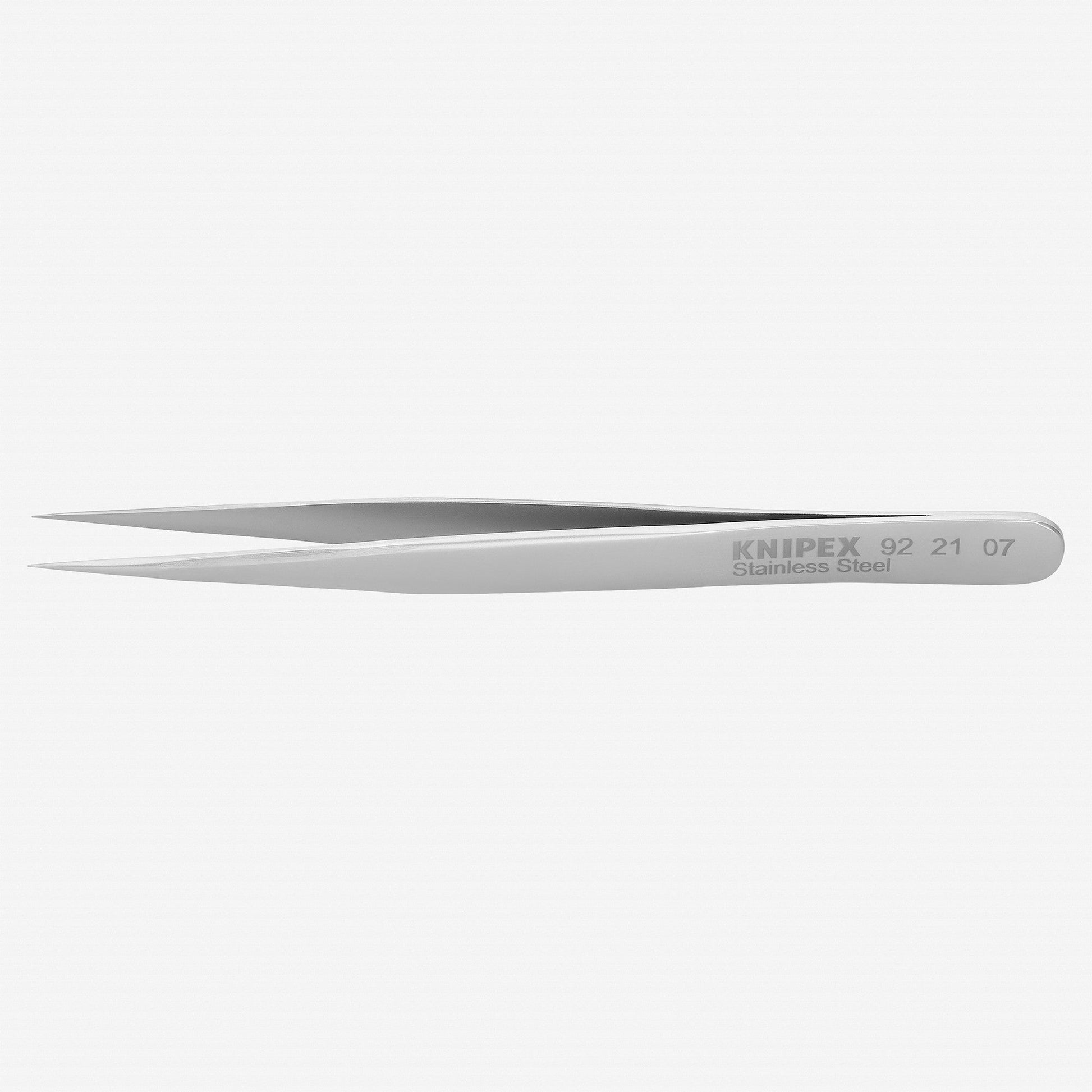 Knipex Stainless Steel Gripping Tweezers, Needle-Point Tips, 4.5" - 922107 - KC Tool