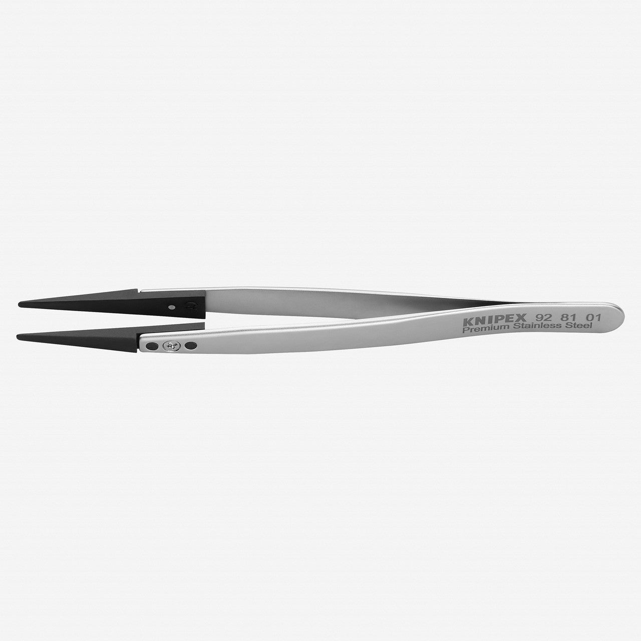 Knipex Stainless Steel Gripping Tweezers, Replaceable ESD Tips, 5.25" - Blunt 01 - 928101 - KC Tool