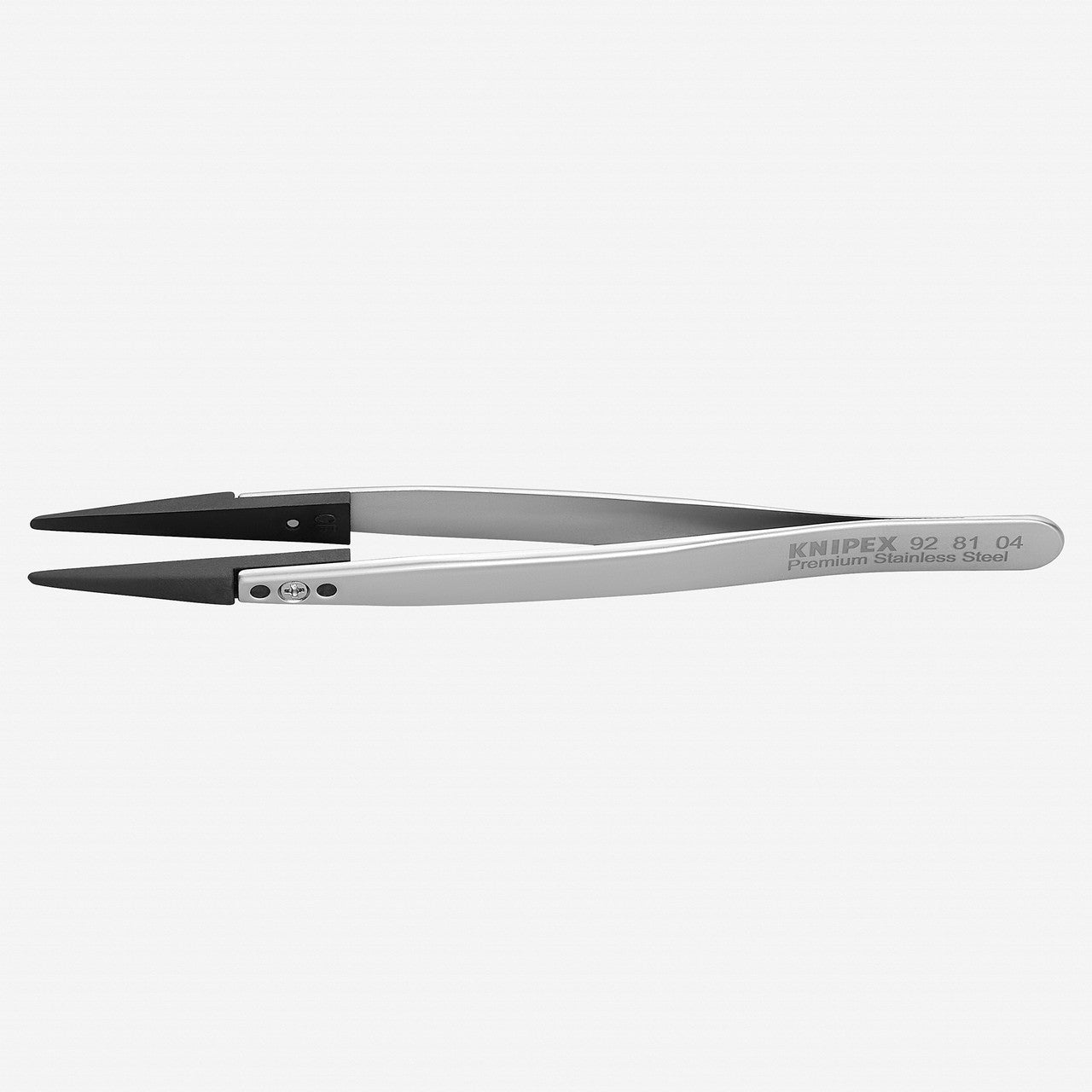 Knipex Stainless Steel Gripping Tweezers, Replaceable ESD Tips, 5.25" - Blunt 04 - 928104 - KC Tool