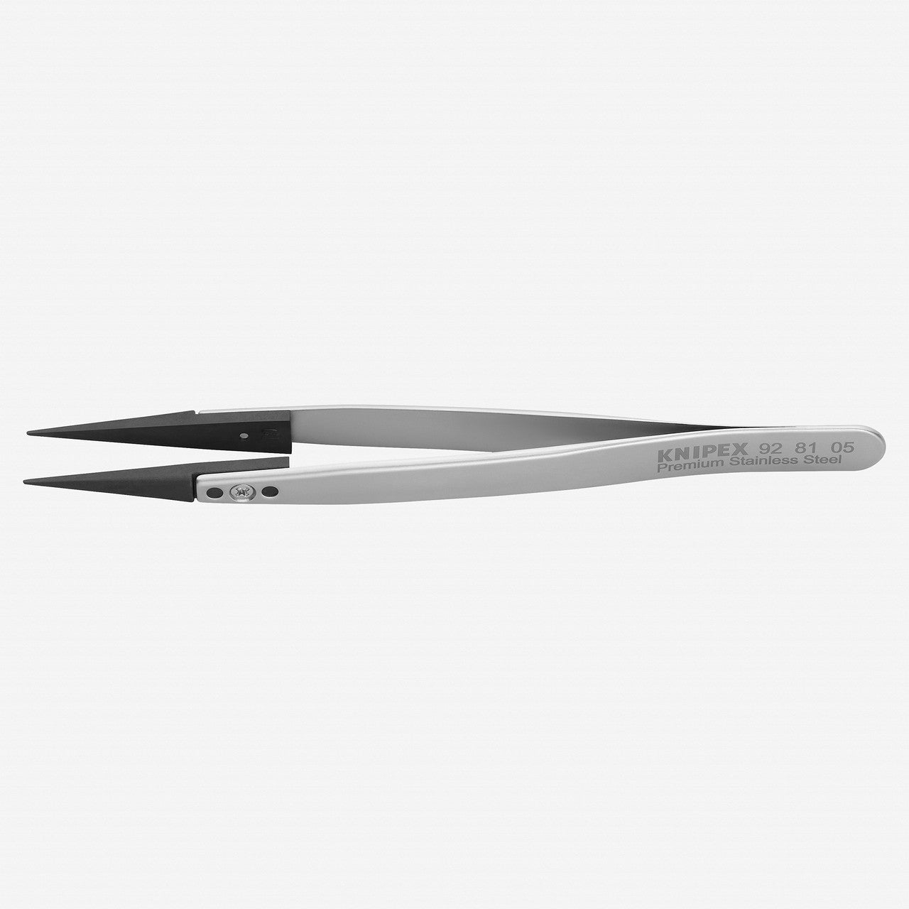Knipex Stainless Steel Gripping Tweezers, Replaceable ESD Tips, 5.25" - Pointed 05 - 928105 - KC Tool
