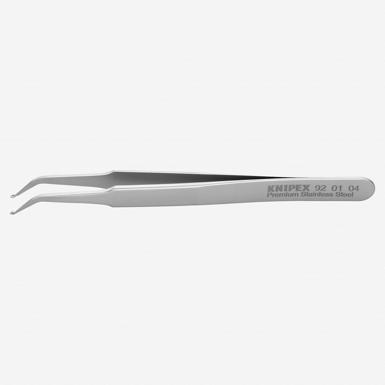 Knipex Stainless Steel SMD Positioning Tweezers, Angled, 4.5", Shaped Tips - 920104 - KC Tool