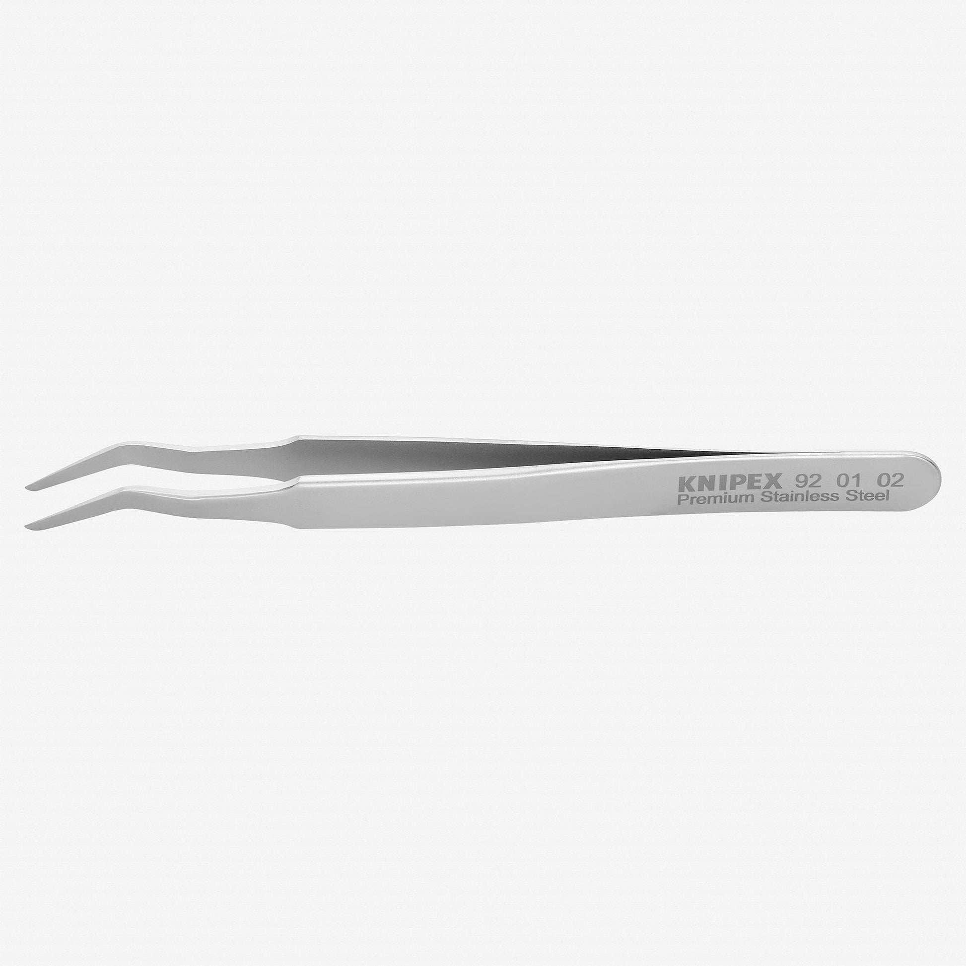 Knipex Stainless Steel SMD Positioning Tweezers, Angled, 4.75" - 920102 - KC Tool