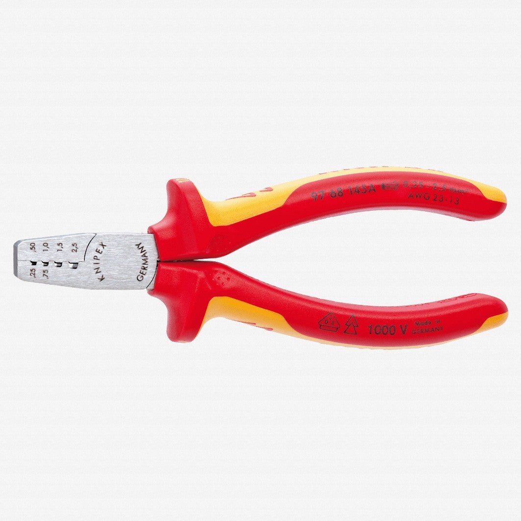 Knipex Trapezoidal Crimping Pliers for End Sleeves (Ferrules) - Insulated - 9768145A - KC Tool