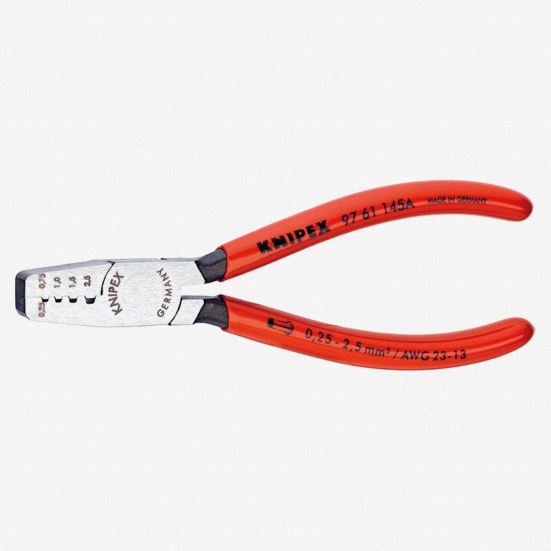 Knipex Trapezoidal Crimping Pliers for end sleeves (ferrules) - Plastic Grip - 9761145A - KC Tool