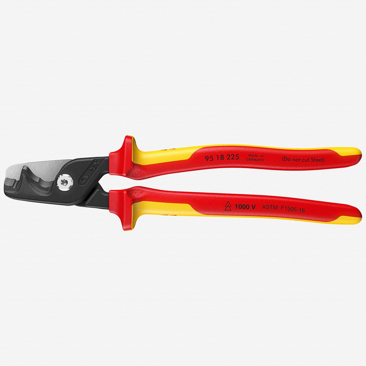 Knipex VDE Insulated StepCut XL Cable Shears, 225 mm, Multigrip Handle - 9518225 - KC Tool