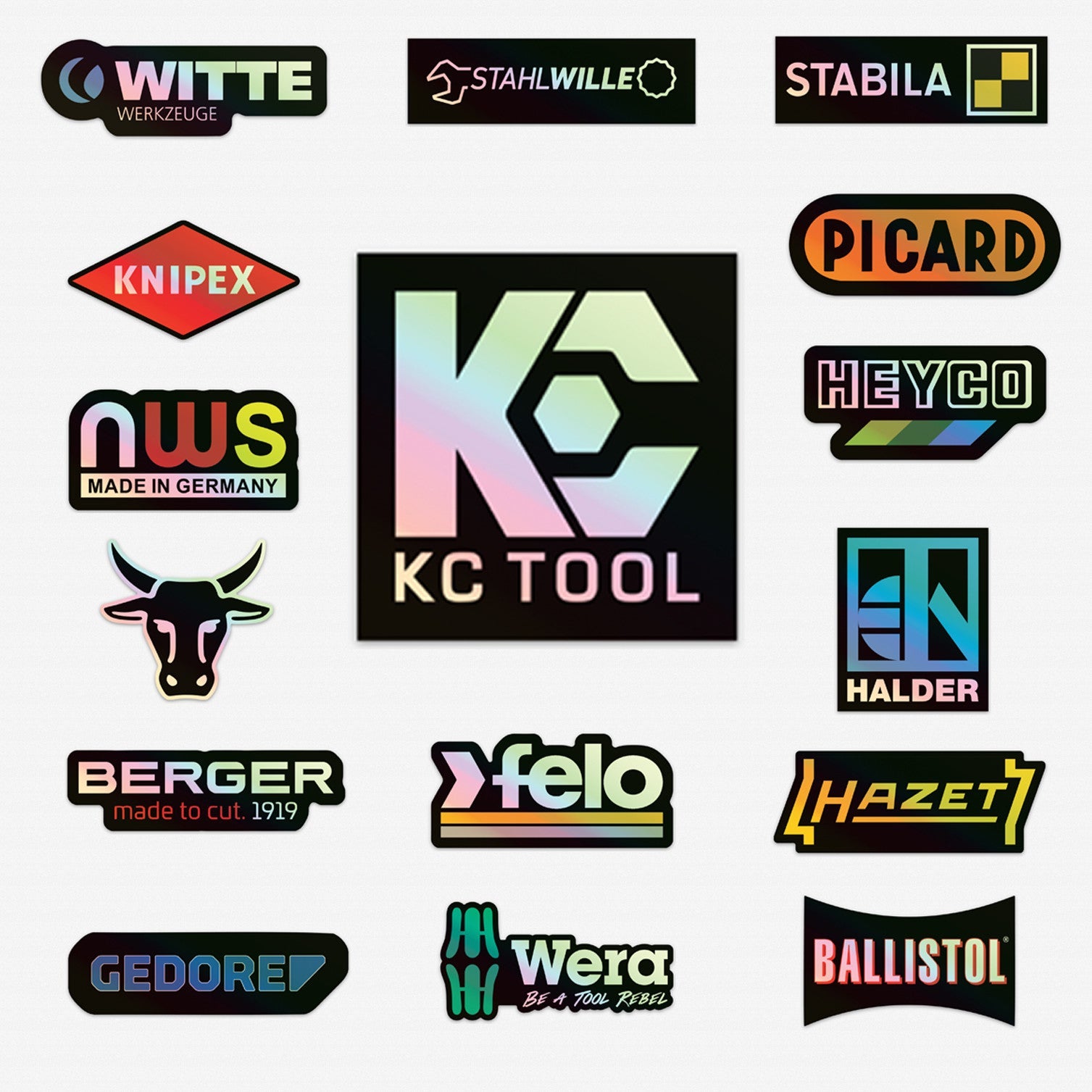 Master Set Limited Edition Holographic Stickers, 16 Pieces - KCTMSP-ALL - KC Tool