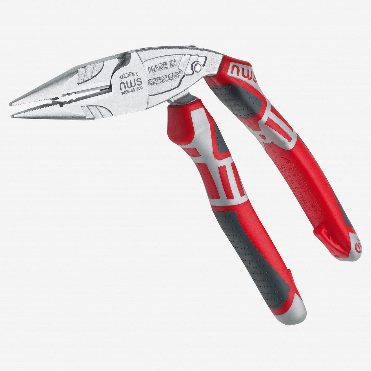 NWS 1406-49-200 8" Ergonomic Electrician's Pliers ErgoMulti - Matte Chromium - SoftGripp, Tethered Attachment - N-1406-49-200 - KC Tool