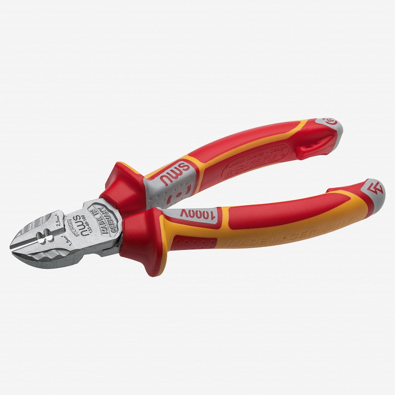 NWS 6.25" Electrician's Side Cutter VDE/1000V - SoftGripp, Tethered Attachment - N-135-49-VDE-160 - KC Tool