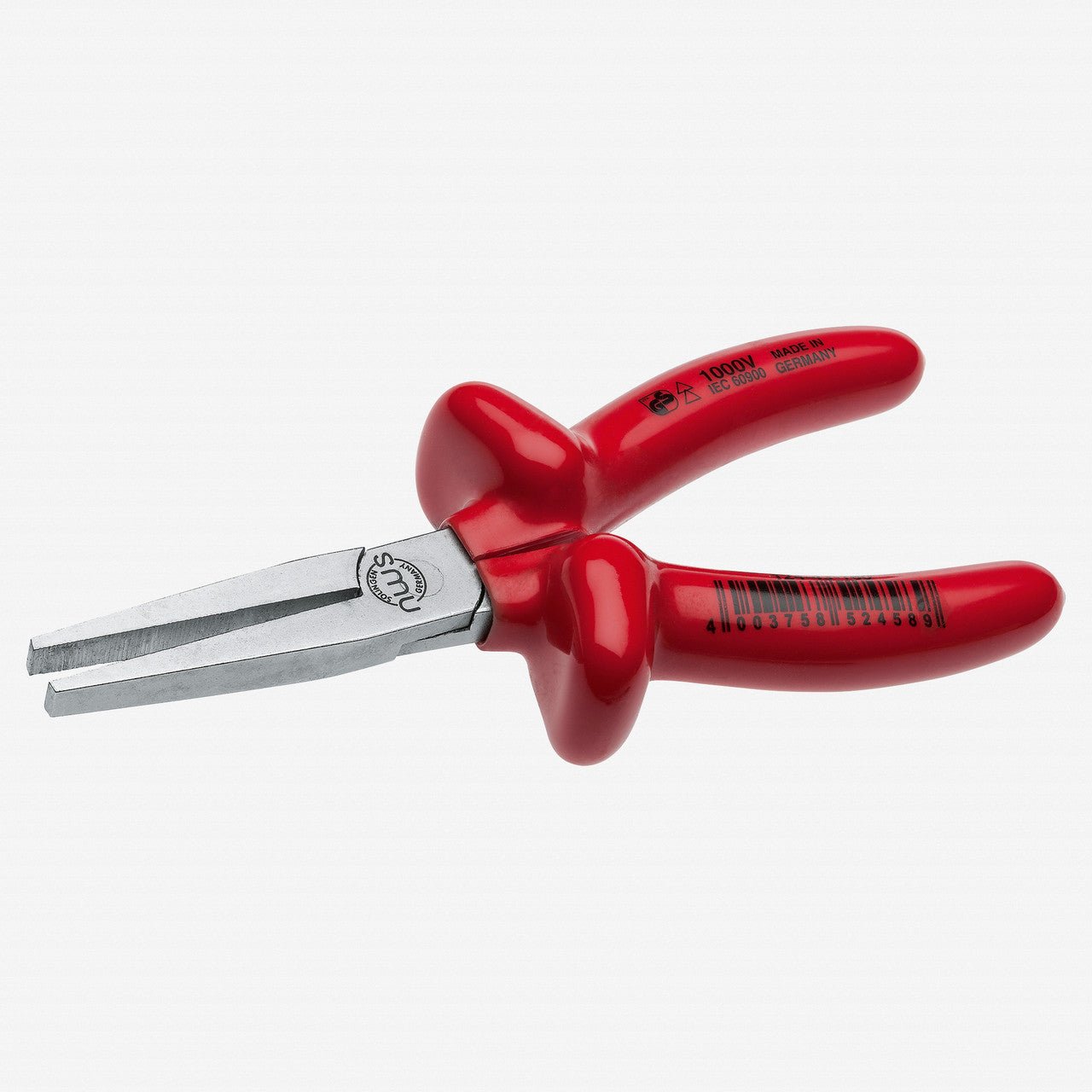NWS 6.25" Long Flat Nose Pliers 1000V - Matte Chromium - Plastic Grip - N-124-43-160 - KC Tool