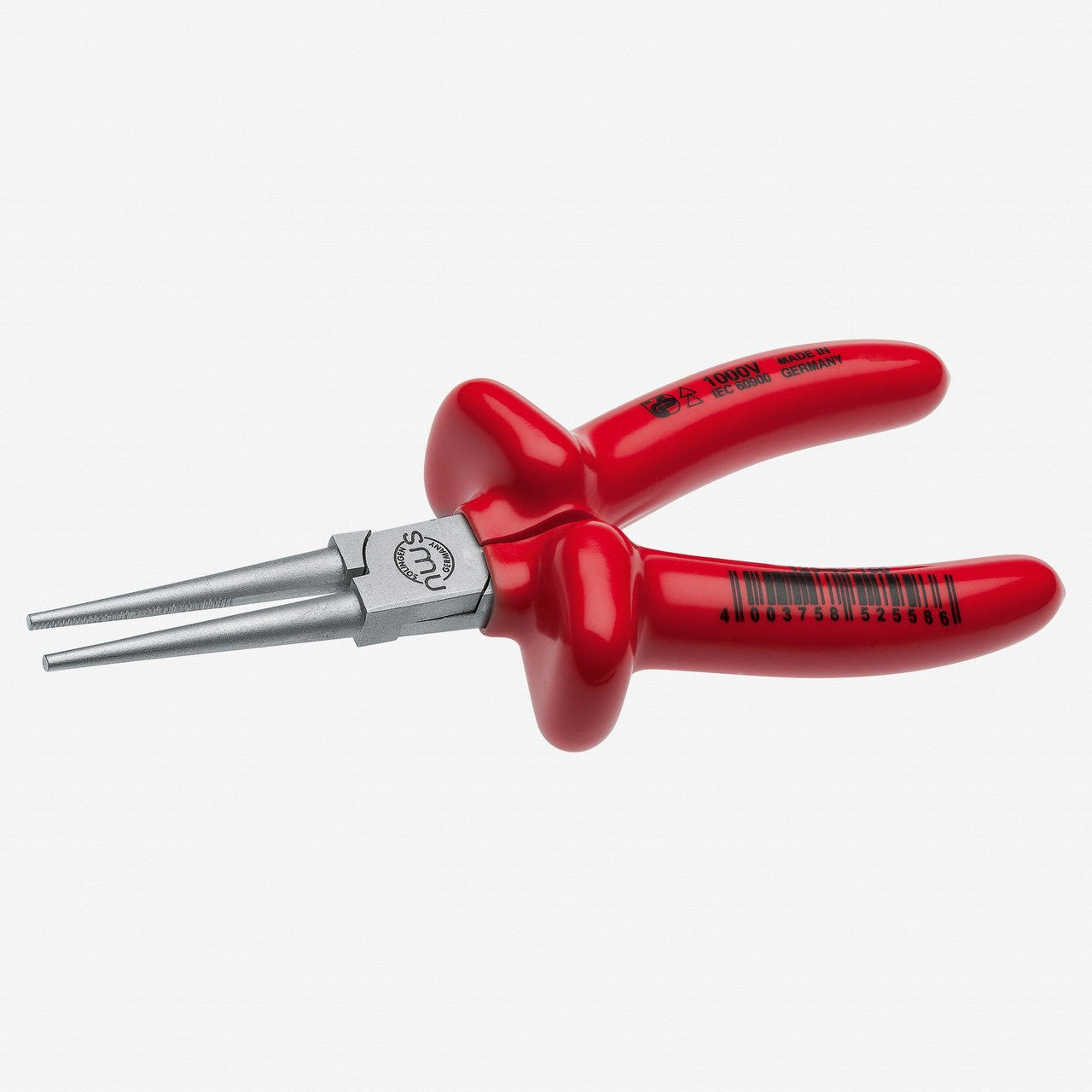 NWS 6.25" Long Round Nose Pliers 1000V - Matte Chromium - Plastic Grip - N-125-43-160 - KC Tool