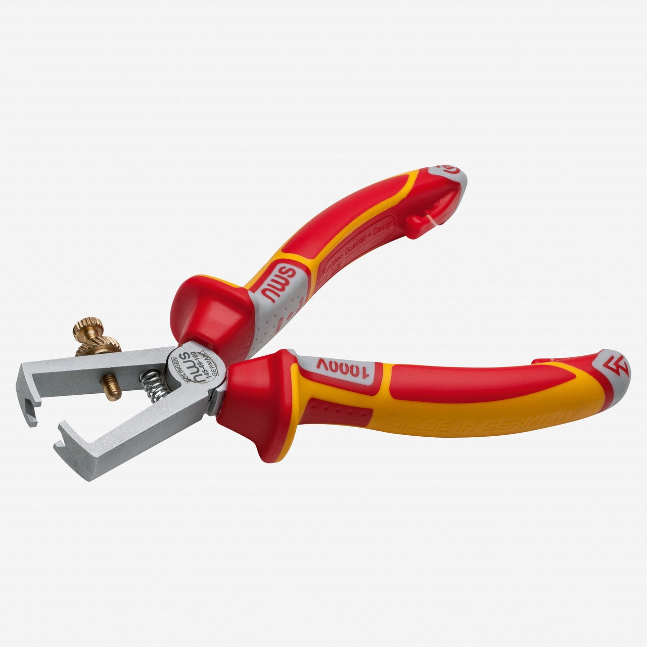 NWS 6.25" Wire Stripping Pliers VDE - Matte Chromium - SoftGripp, Tethered Attachment - N-145-49-VDE-160 - KC Tool