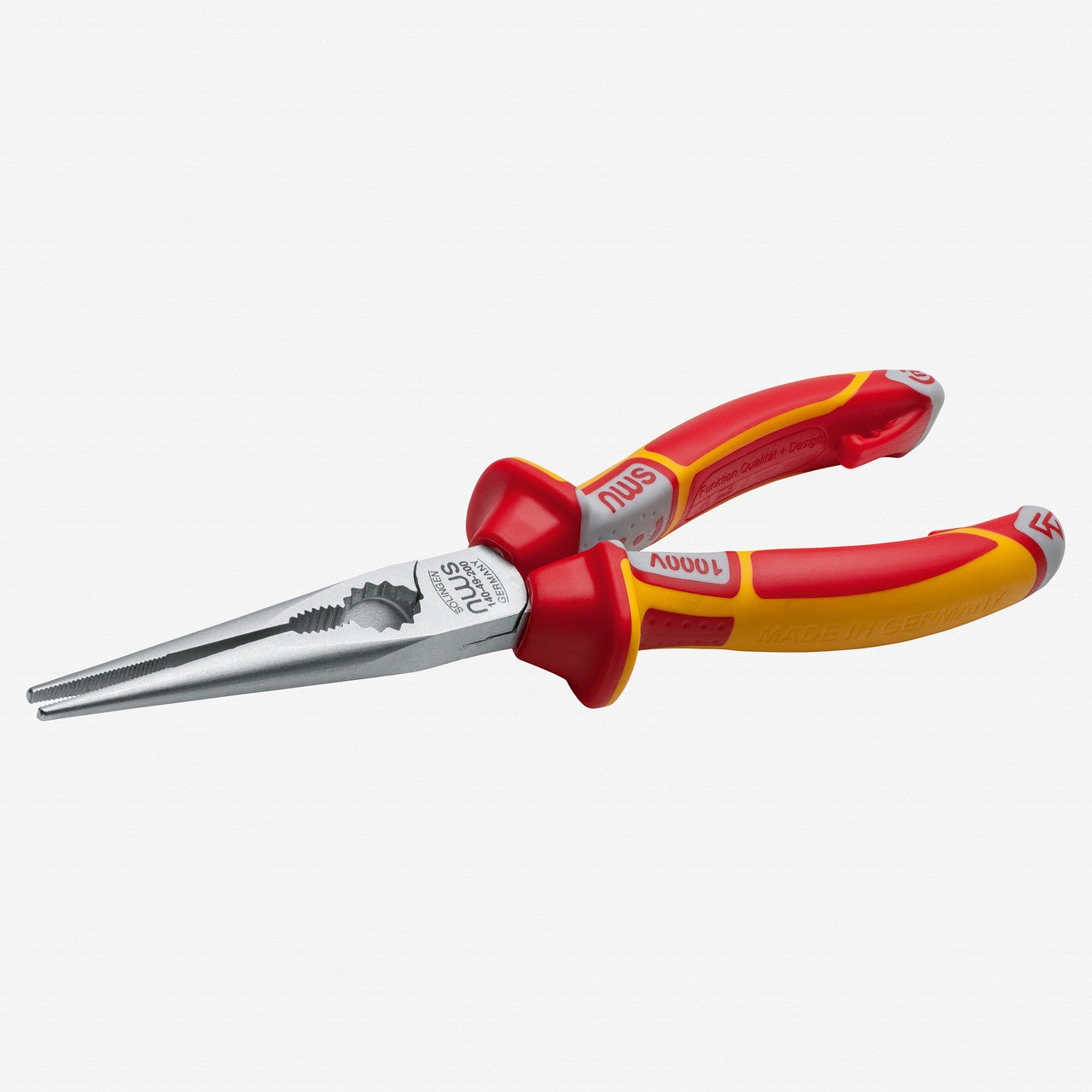 NWS 6.75" Chain Nose Pliers (Radio Pliers) VDE - Matte Chromium - SoftGripp, Tethered Attachment - N-140-49-VDE-170 - KC Tool