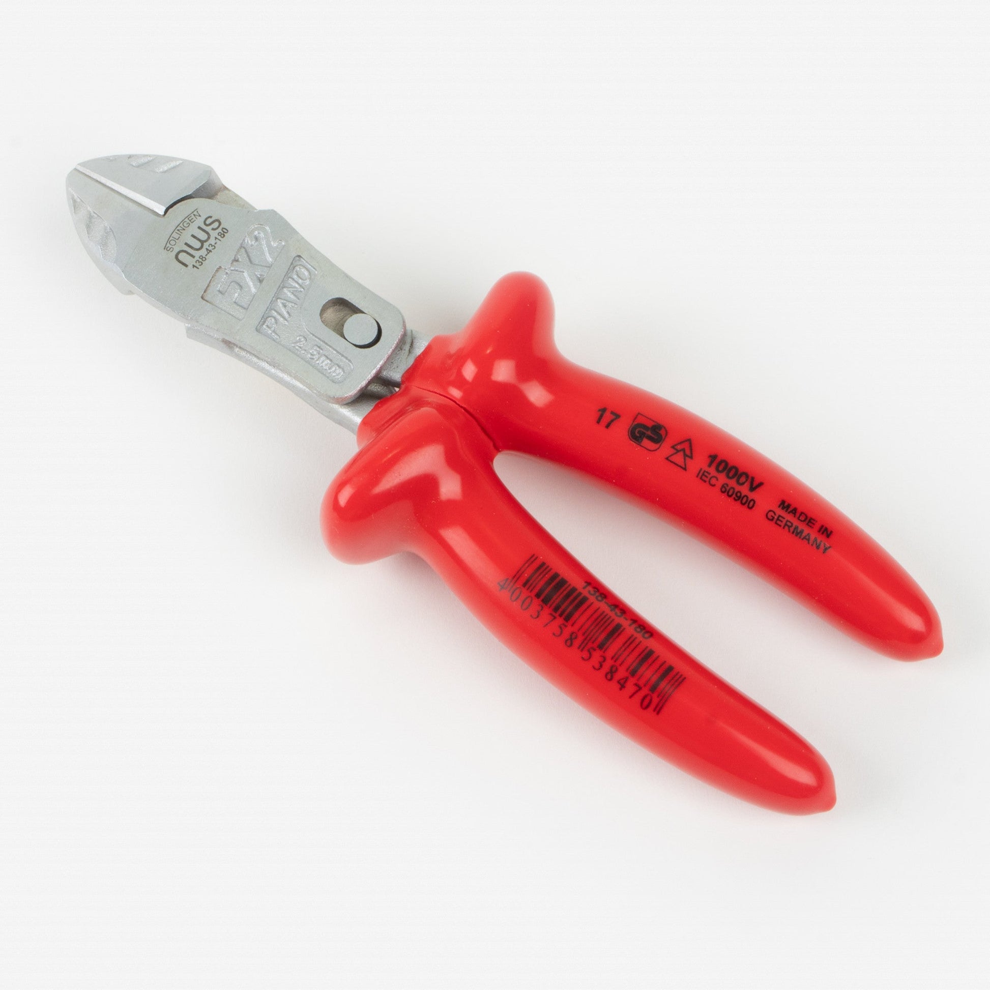 NWS 7" Heavy Duty Lever Side Cutter FantasticoPlus 1000V - Matte Chromium - Plastic Grip - N-138-43-180 - KC Tool