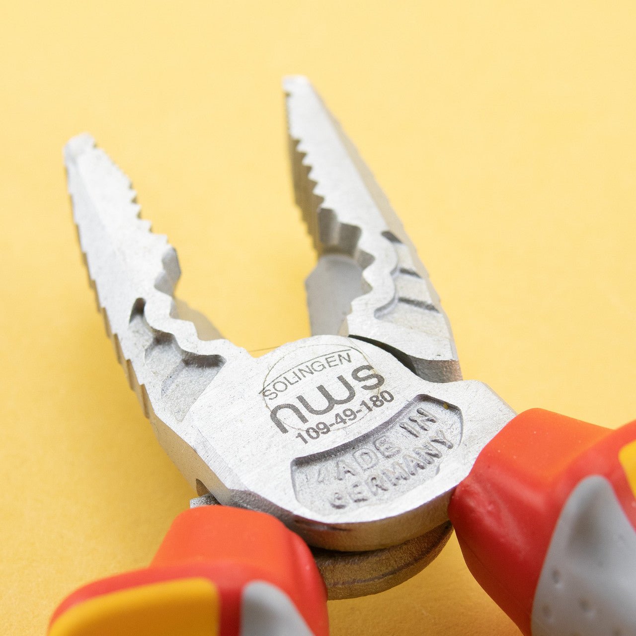 NWS 7" High Leverage Combination Pliers CombiMax VDE - Matte Chromium - SoftGripp, Tethered Attachment - N-109-49-VDE-180 - KC Tool