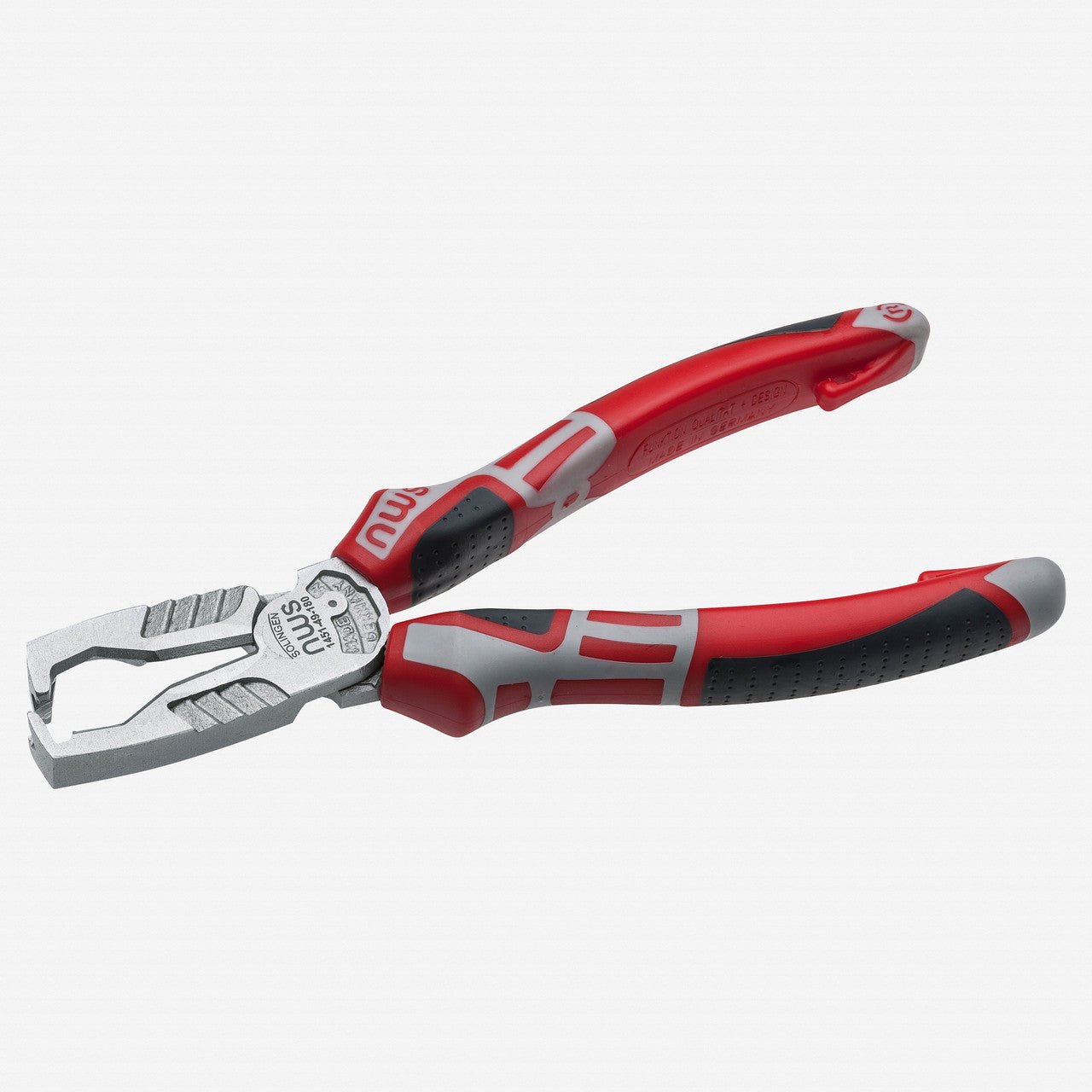 NWS 7" Multifunctional Wire Stripping Pliers MultiCutter - Matte Chromium - SoftGripp, Tethered Attachment - N-1451-49-180 - KC Tool