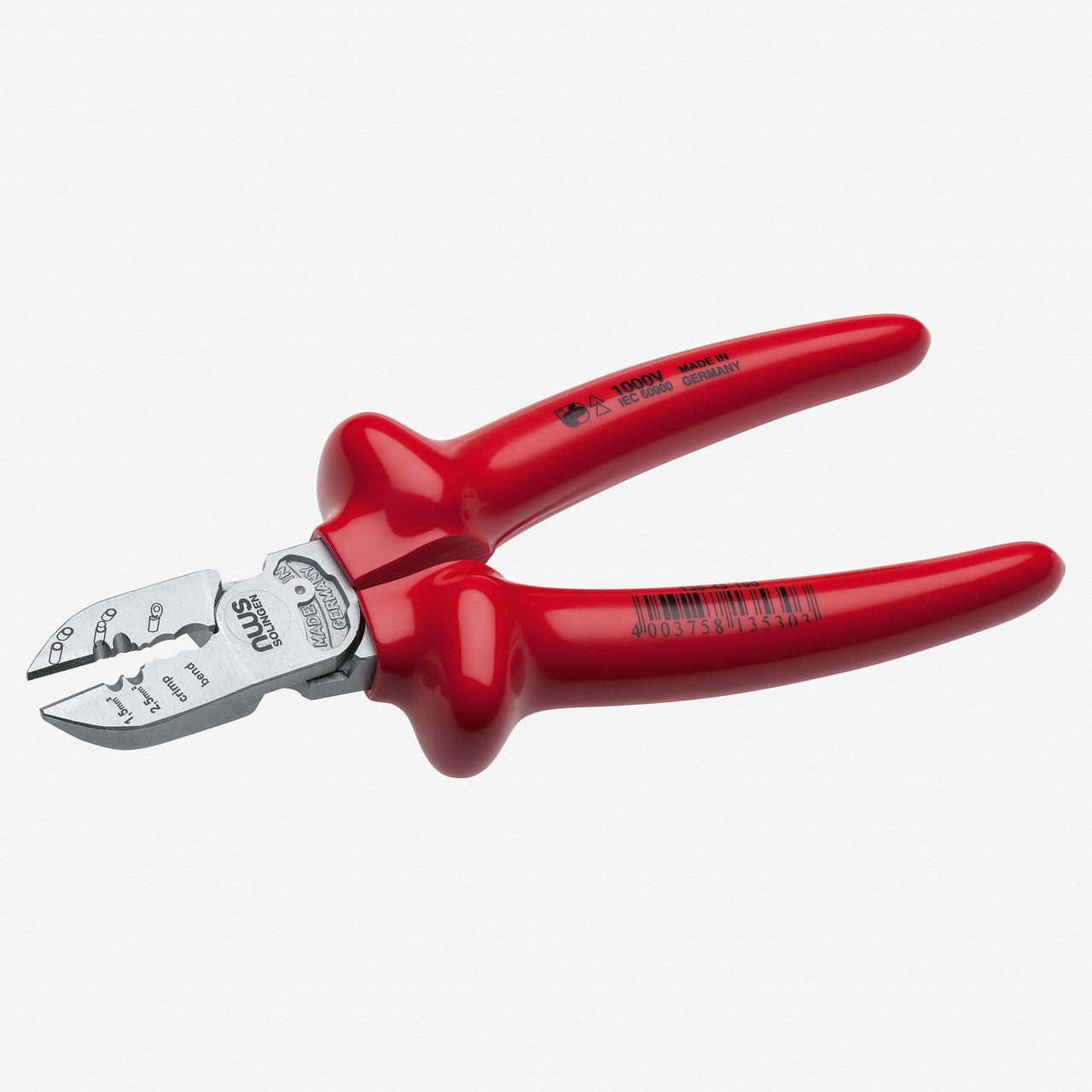 NWS 7.5" Electrician's Side Cutter 1000V - Matte Chromium - Plastic Grip - N-135-43-190 - KC Tool