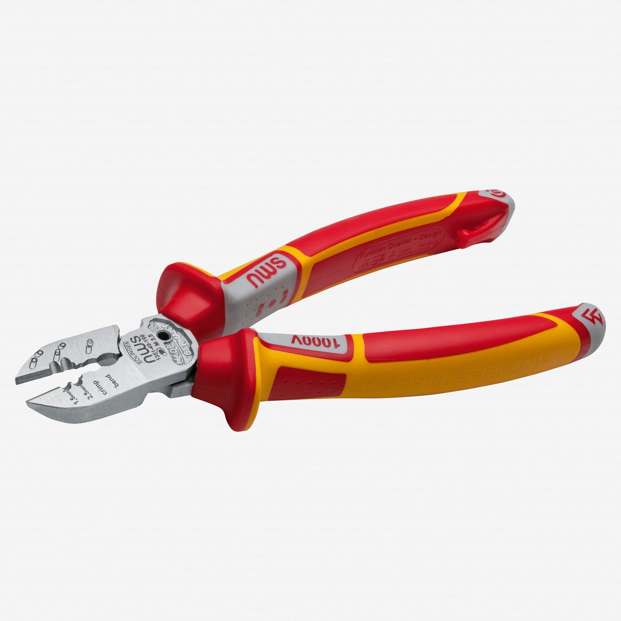 NWS 7.5" Electrician's Side Cutter+ VDE - Matte Chromium - SoftGripp, Tethered Attachment - N-1351-49-VDE-190 - KC Tool