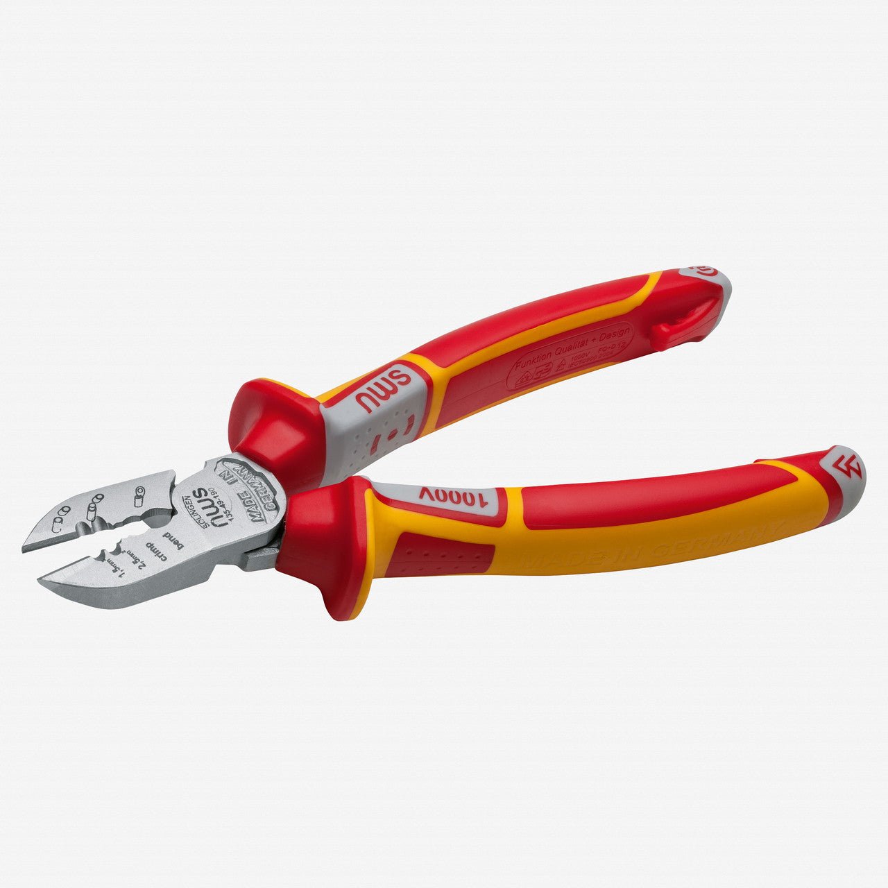 NWS 7.5" Electrician's Side Cutter VDE - Matte Chromium - SoftGripp, Tethered Attachment - N-135-49-VDE-190 - KC Tool