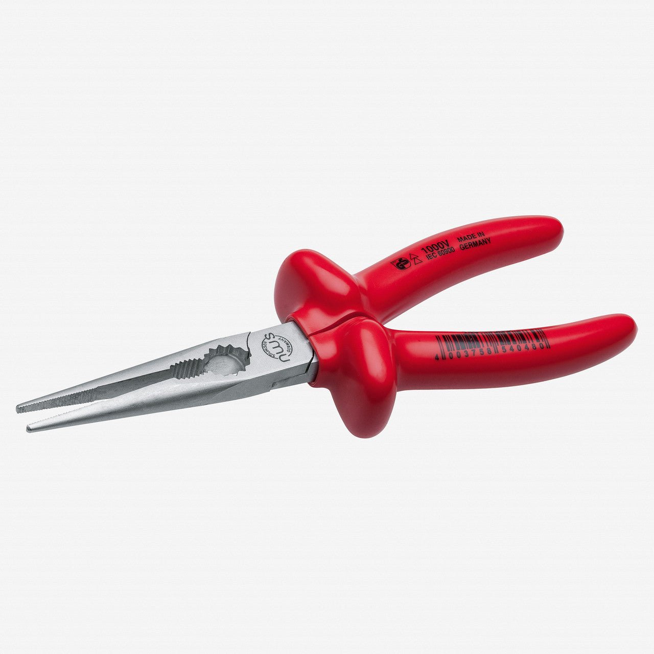 NWS 8" Chain Nose Pliers (Radio Pliers) 1000V - Matte Chromium - Plastic Grip - N-140-43-205 - KC Tool