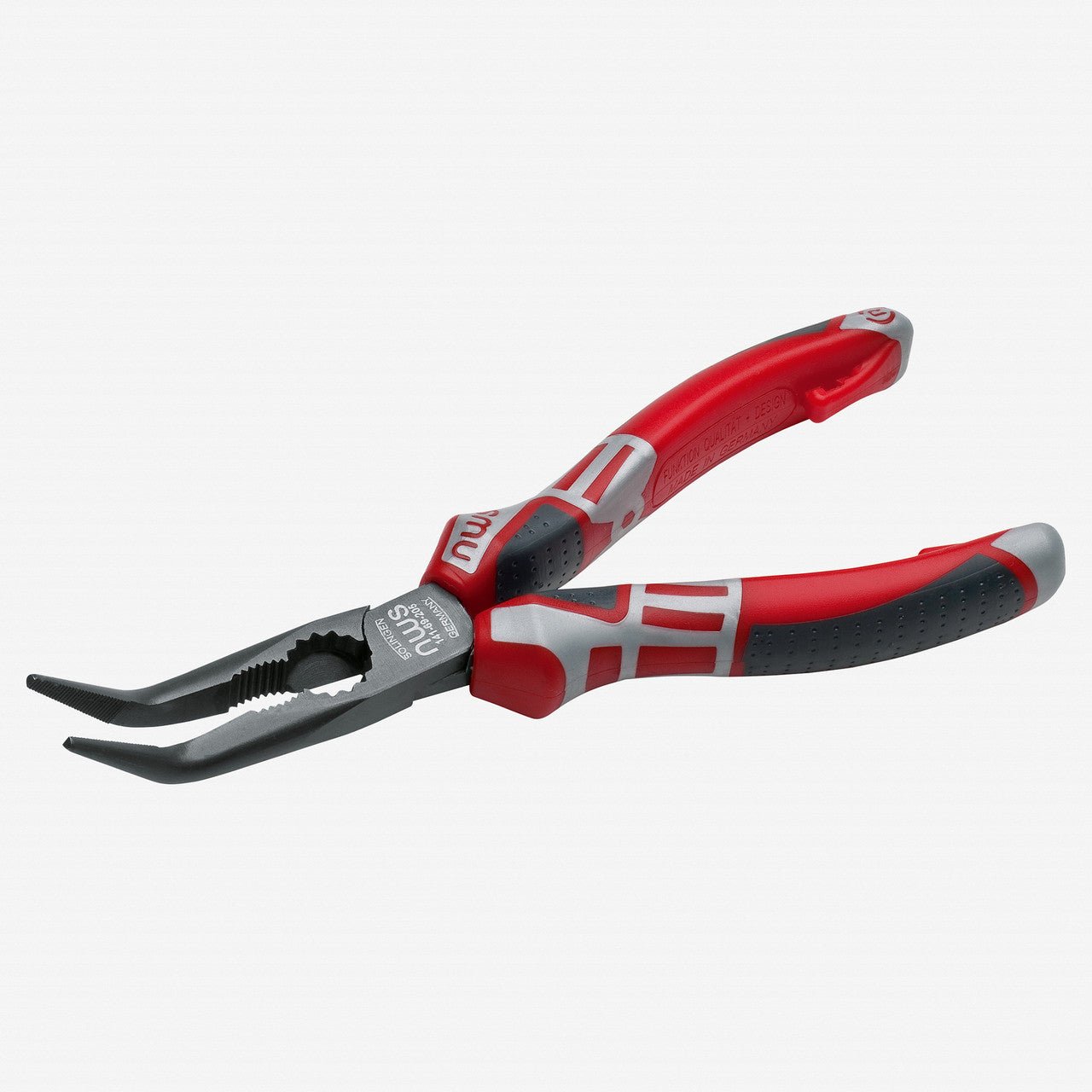NWS 8" Chain Nose Pliers (Radio Pliers), angled 45 deg - TitanFinish - SoftGripp, Tethered Attachment - N-141-69-205 - KC Tool
