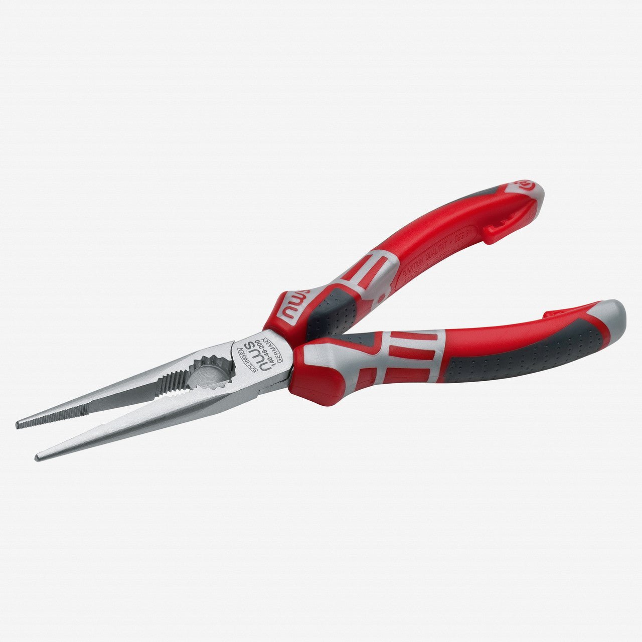 NWS 8" Chain Nose Pliers (Radio Pliers) - Matte Chromium - SoftGripp, Tethered Attachment - N-140-49-205 - KC Tool