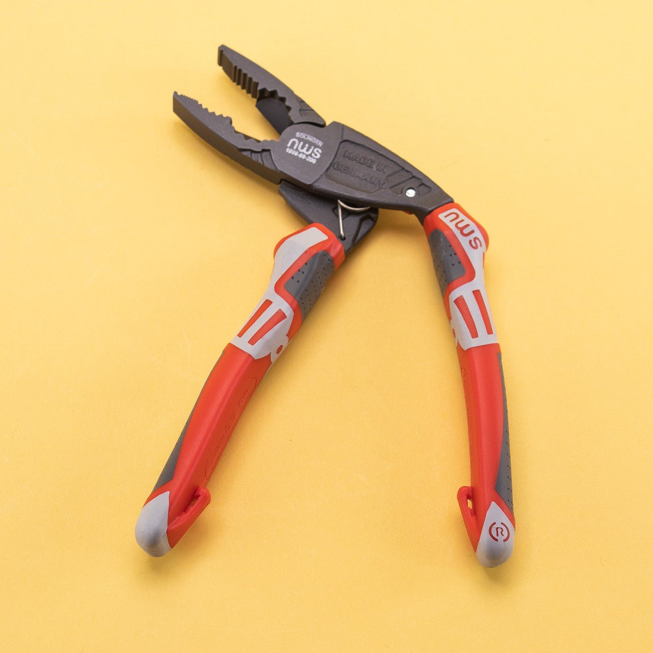 NWS 8" Ergonomic High Leverage Combination Pliers ErgoCombi - TitanFinish - SoftGripp, Tethered Attachment - N-1096-69-200 - KC Tool