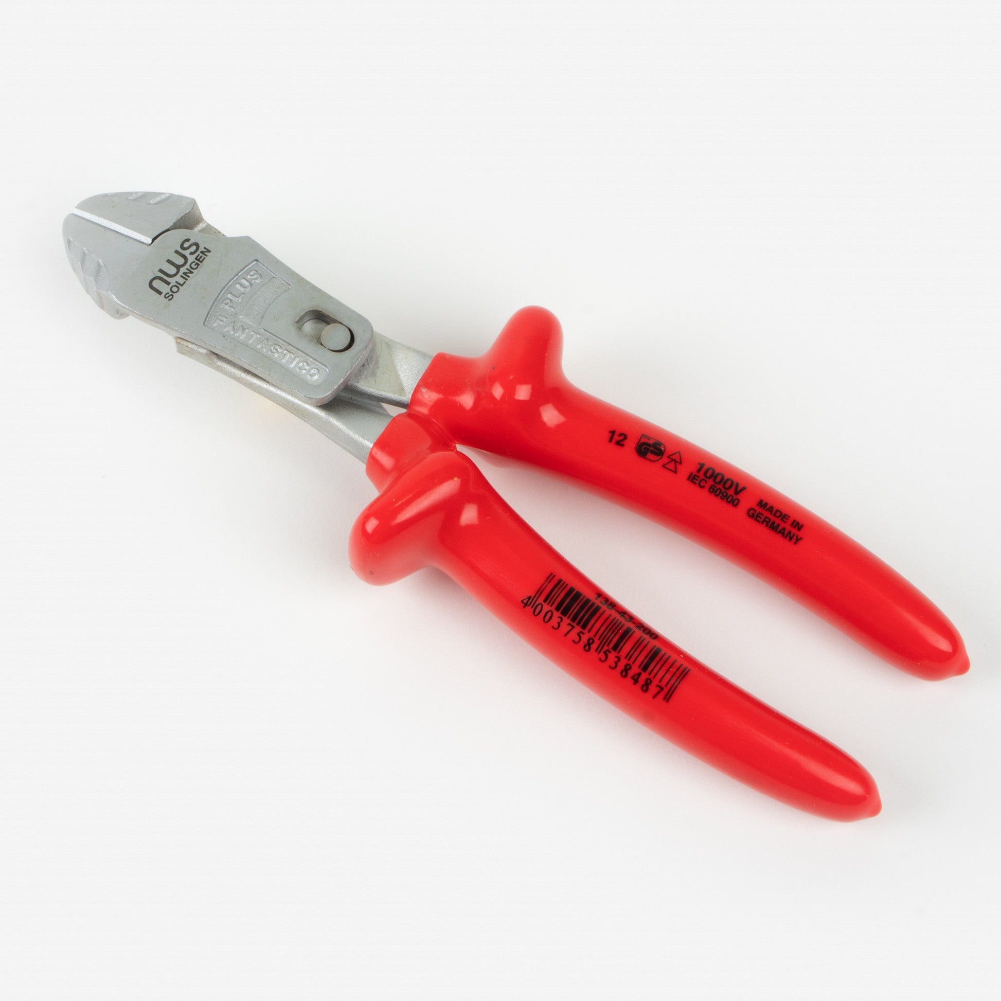 NWS 8" Heavy Duty Lever Side Cutter FantasticoPlus 1000V - Matte Chromium - Plastic Grip - N-138-43-200 - KC Tool