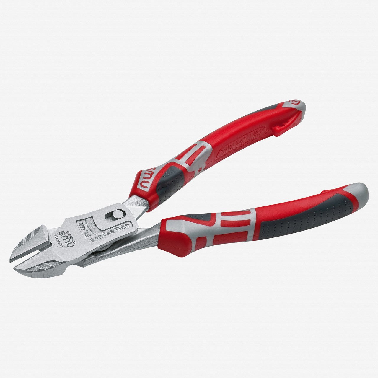 NWS 8" Heavy Duty Lever Side Cutter FantasticoPlus - Matte Chromium - SoftGripp, Tethered Attachment - N-138-49-200 - KC Tool