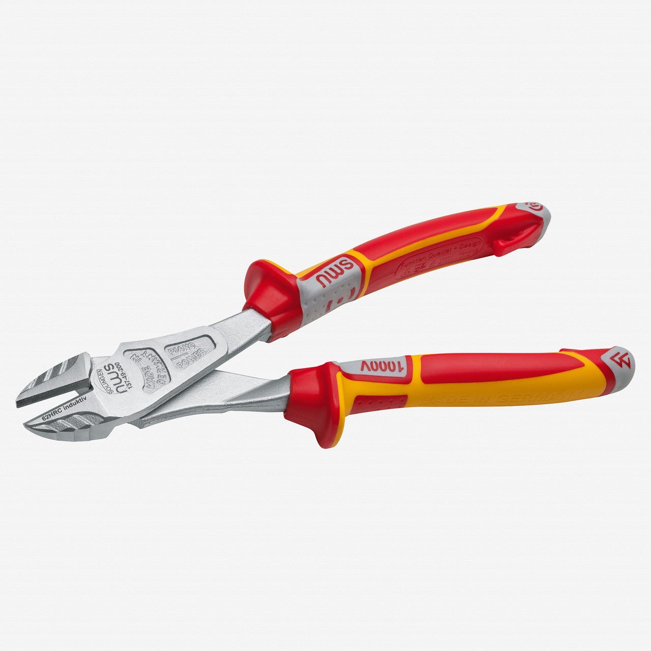 NWS 8" Heavy Duty Side Cutter VDE - Matte Chromium - SoftGripp, Tethered Attachment - N-137-49-VDE-200 - KC Tool