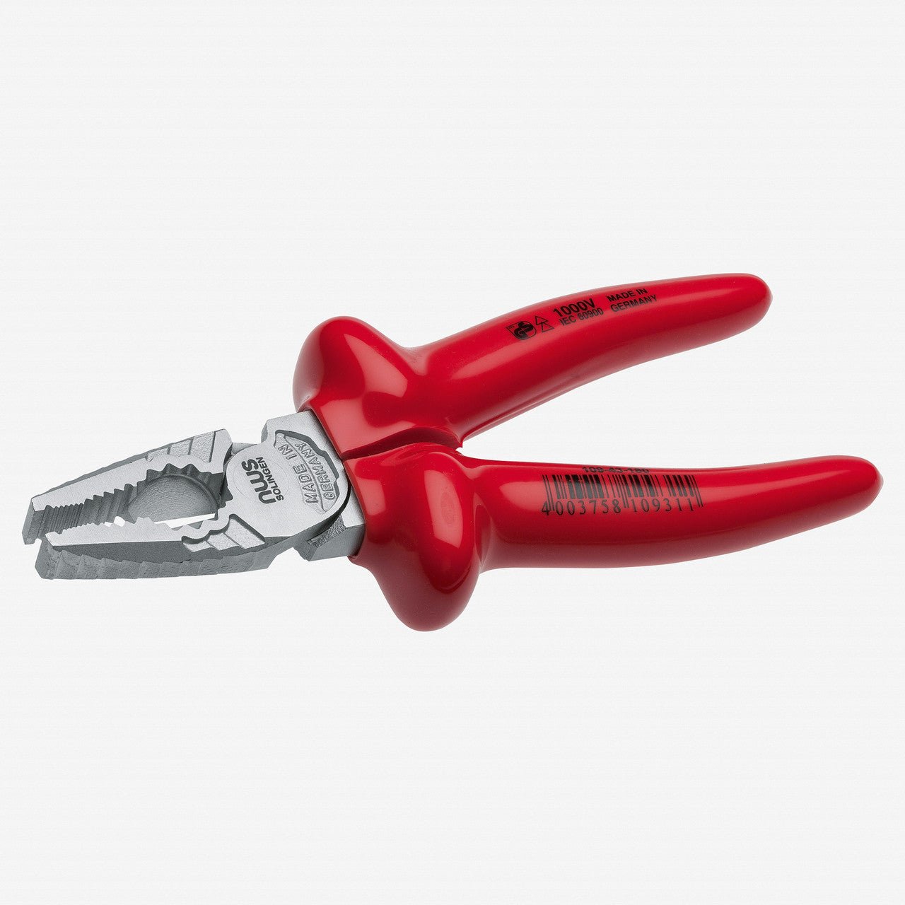 NWS 8" High Leverage Combination Pliers CombiMax 1000V - Matte Chromium - Plastic Grip - N-109-43-205 - KC Tool