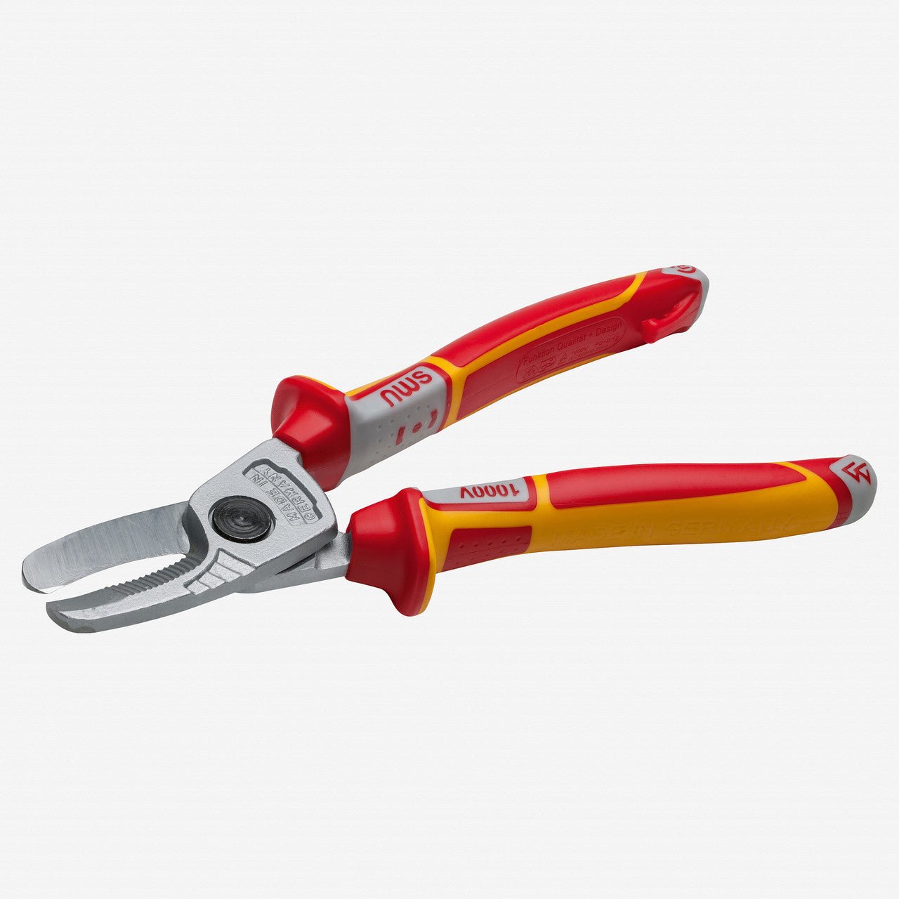 NWS 8.25" Flat Cable Cutter VDE - Matte Chromium - SoftGripp, Tethered Attachment - N-042-49-VDE-210 - KC Tool