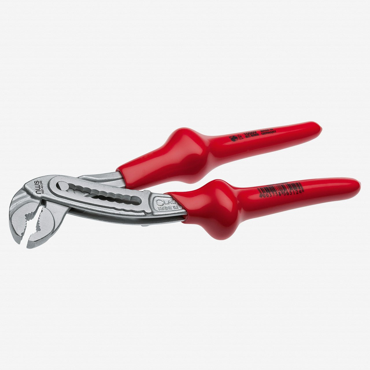 NWS 9.5" Waterpump Pliers ClassicPlus 1000V - Matte Chromium - Plastic Grip - N-1651-43-240 - KC Tool