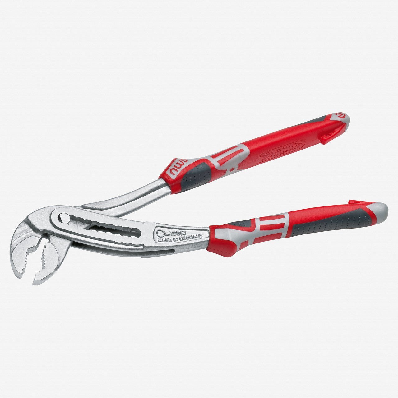 NWS 9.5" Waterpump Pliers ClassicPlus - Matte Chromium - SoftGripp, Tethered Attachment - N-1651-49-240 - KC Tool