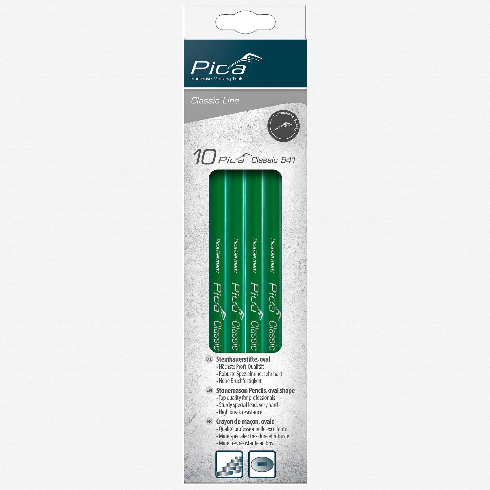 Pica Classic Oval Stonemason's Pencil, 24 cm, 10 Pieces - PA541/24-10 - KC Tool