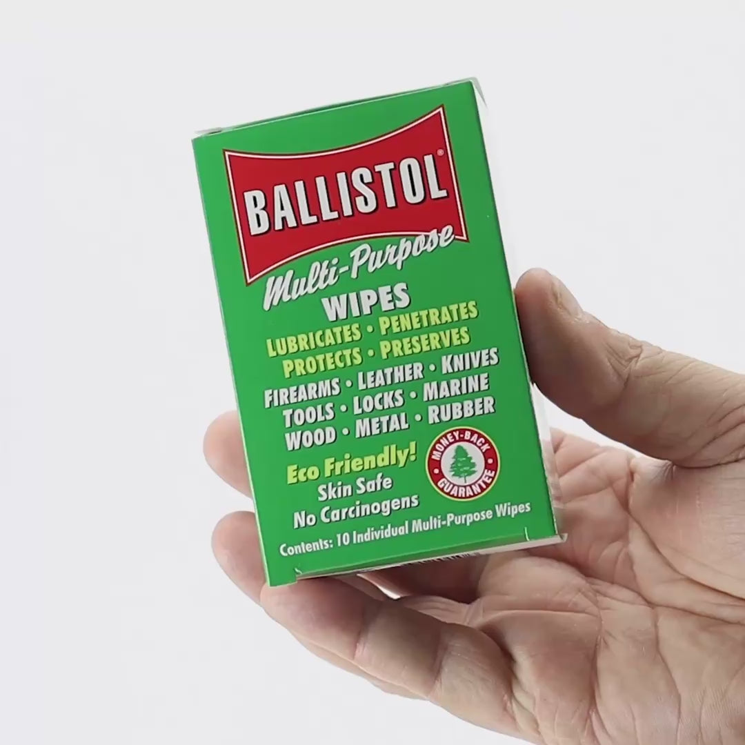 Load video: Ballistol Multi-Purpose Tool Oil Wipes - 10 Pack