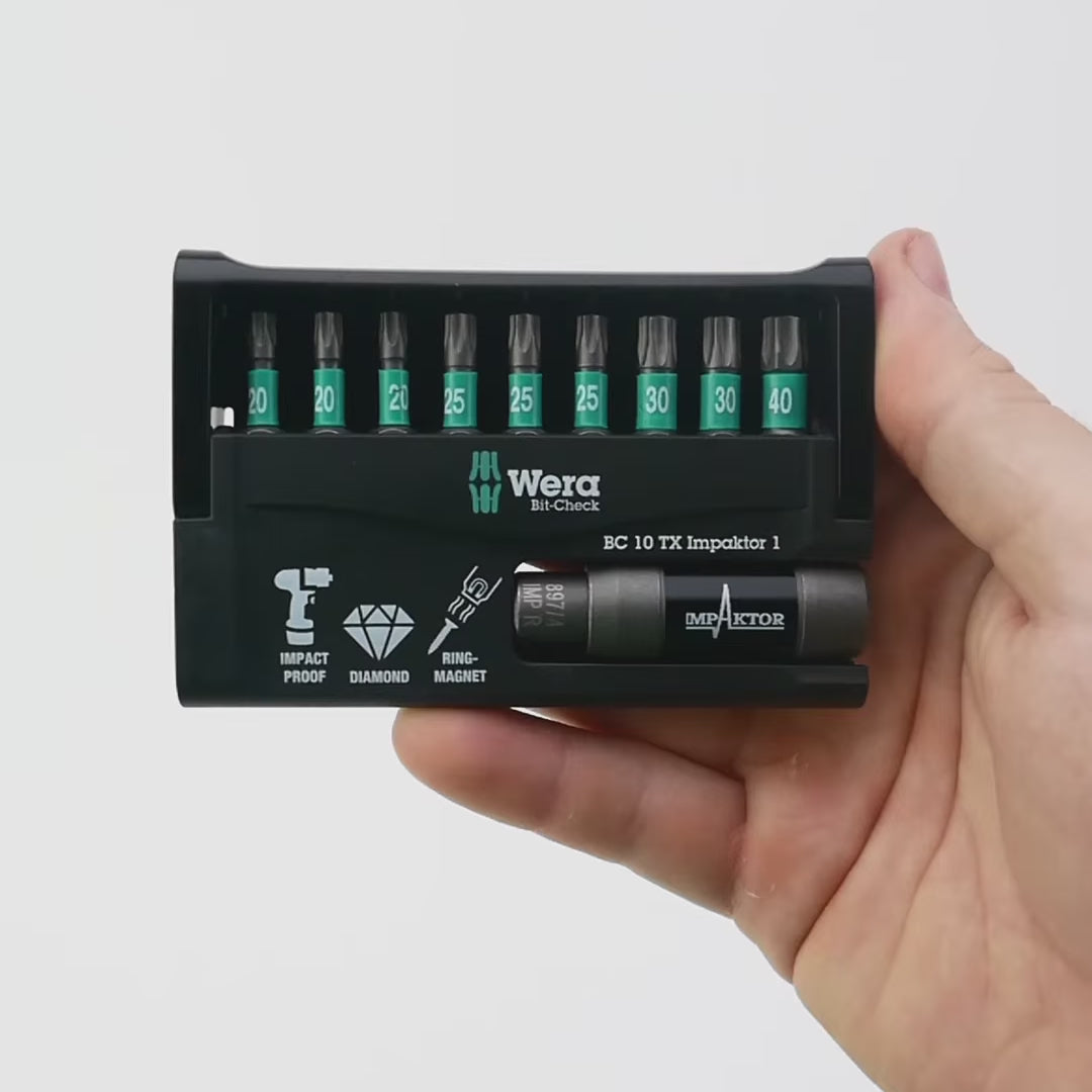 Load video: Wera 057688 Impaktor Bit-Check Set