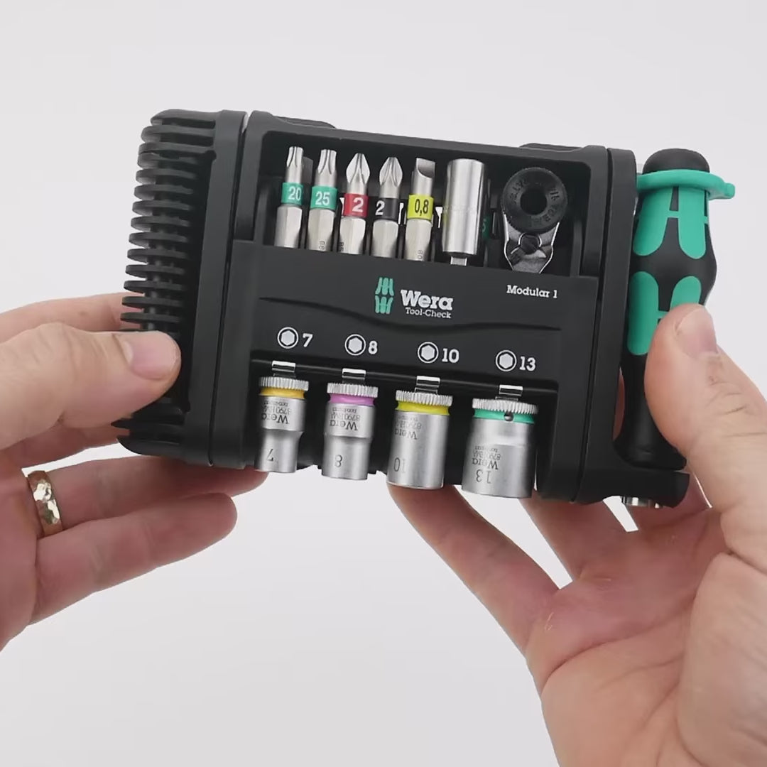 Load video: Wera 049020 Tool-Check Modular Set 1, Metric, 51 Pieces