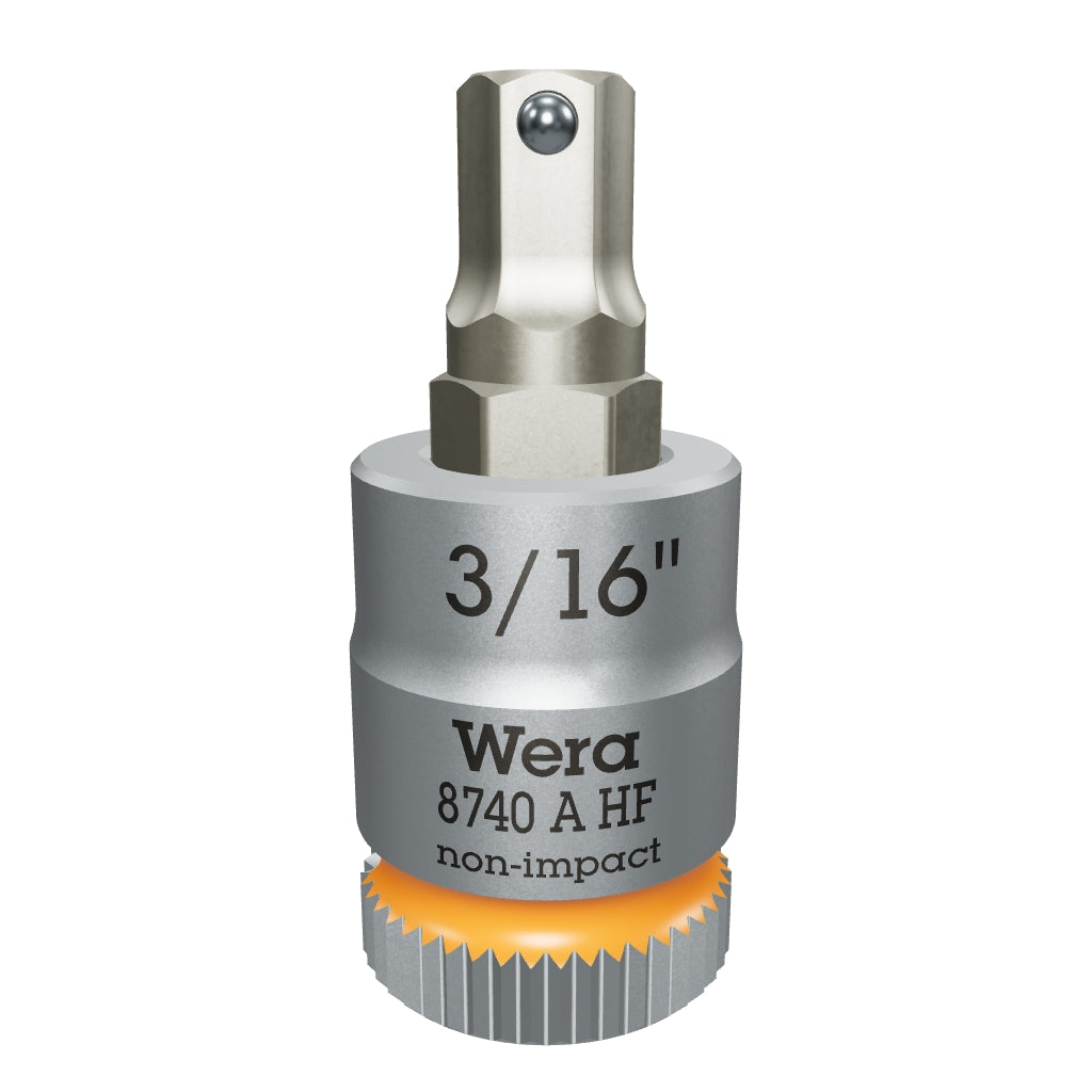 Wera 003386 8740 A 1/4" Drive Zyklop Hex-Plus Bit Socket with Holding Function 3/16" - WR003386 - KC Tool