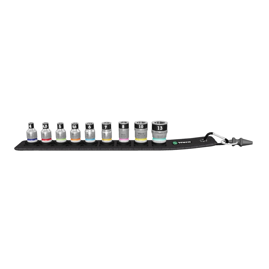 Wera 003880 Belt 1 Zyklop 1/4" Socket Set with Holding Function - Metric - WR003880 - KC Tool
