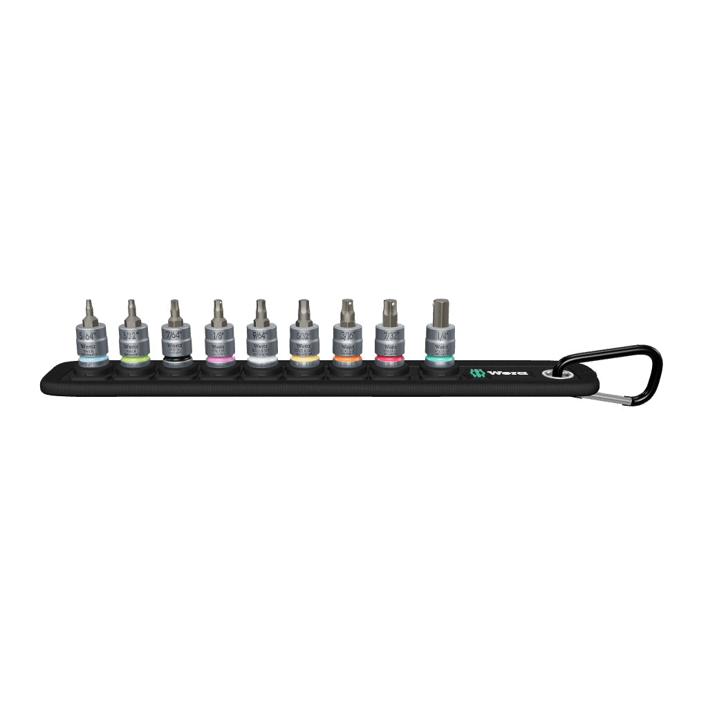 Wera 003884 Belt A Zyklop In-Hex-Plus Bit Socket Set, 1/4" Drive, 9 Pieces - with Holding Function - Imperial - WR003884 - KC Tool