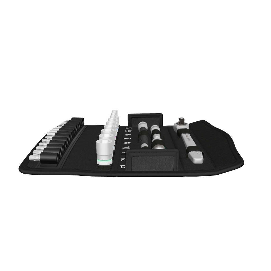Wera 004017 Zyklop Metal Ratchet 1/4" Drive with Push-Through Square Metric Set - WR004017 - KC Tool